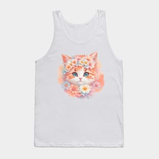 Vivid Kitten Dreams: Ragamuffin's Floral Wonderland Tank Top